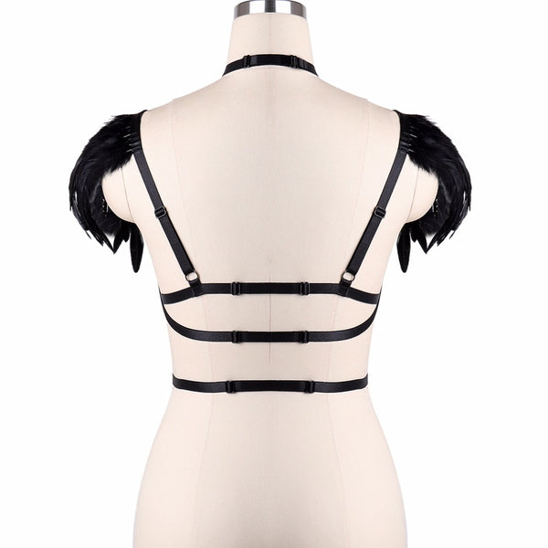 Fire Angel Feather Harness Top by Sexy Festival Wear