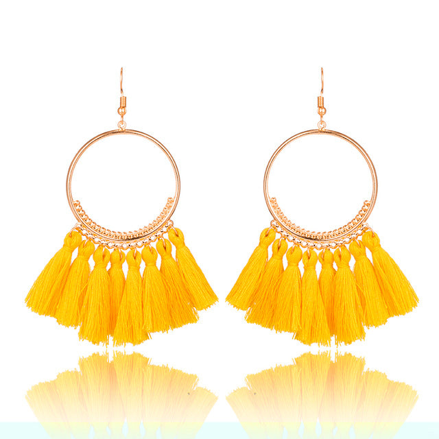 Yellow Tassel Earrings