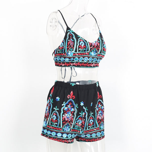 Embroidered Flower Love Two-Piece Set by Sexy Festival Wear