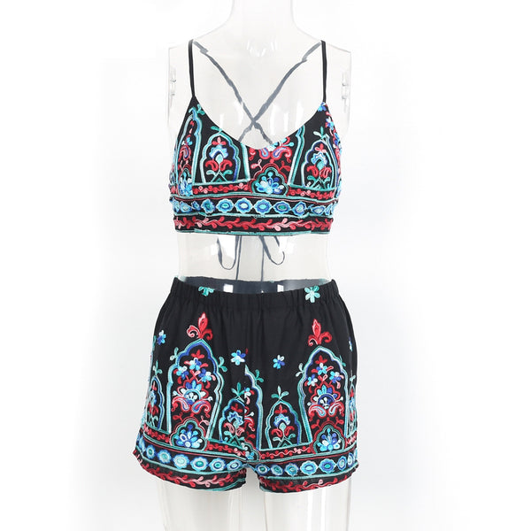 Embroidered Flower Love Two-Piece Set by Sexy Festival Wear