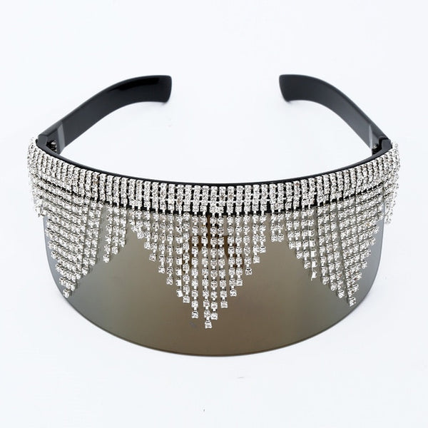 Riana Rhinestone Oversized Mirror Sunglasses