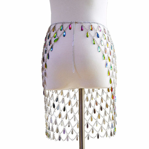 Galaxy Rhinestone Waist Chain Skirt