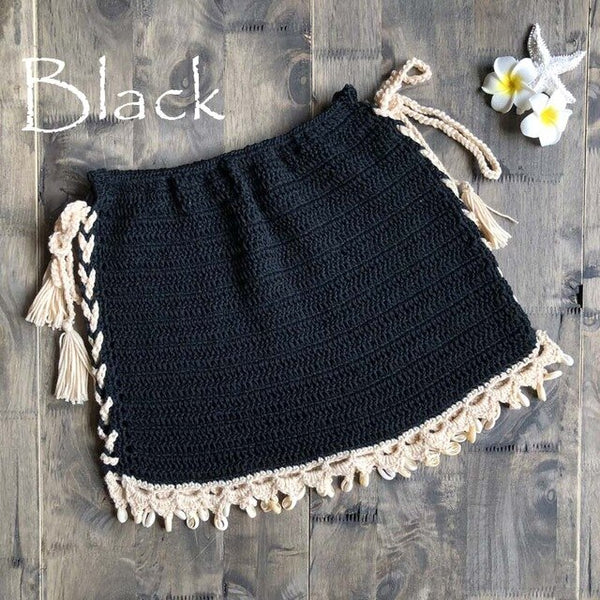 Side Tie Crochet Mini Skirt