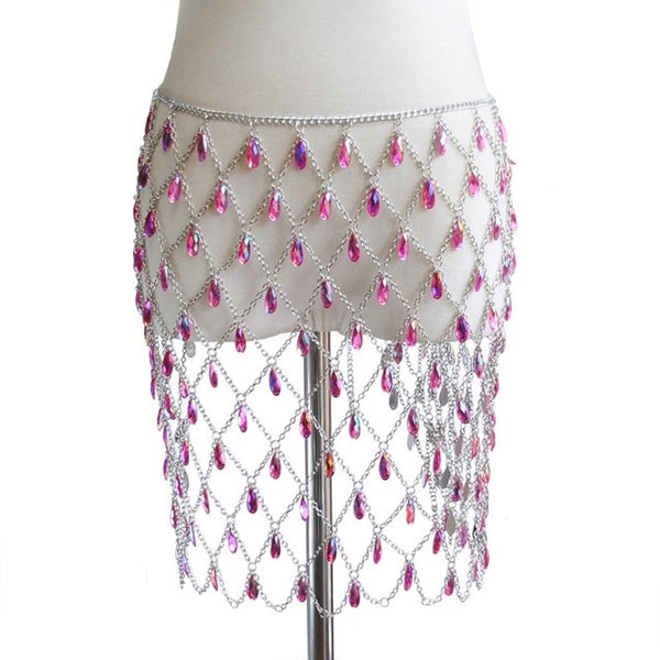 Galaxy Rhinestone Waist Chain Skirt