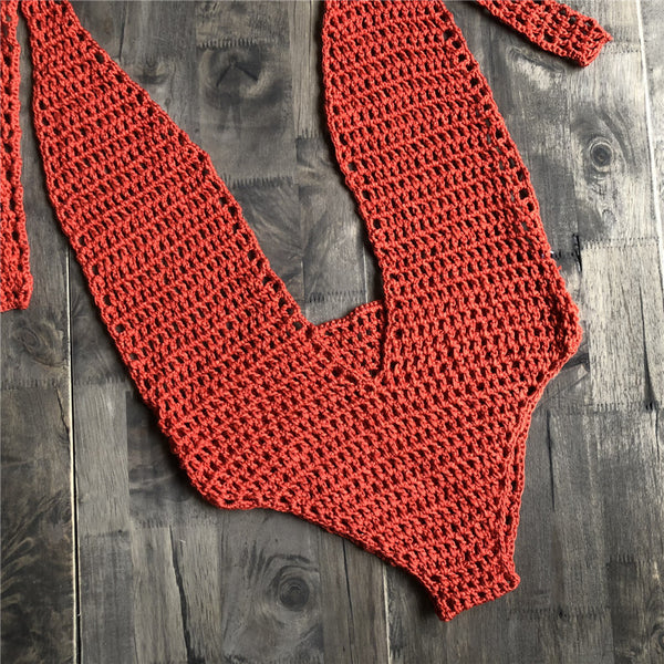 Halter Neck Crochet Bodysuit