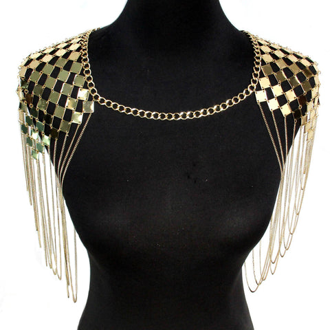$169.99 Multilayer Nightclub Long Shoulder Necklace Full Body Chain - Gold