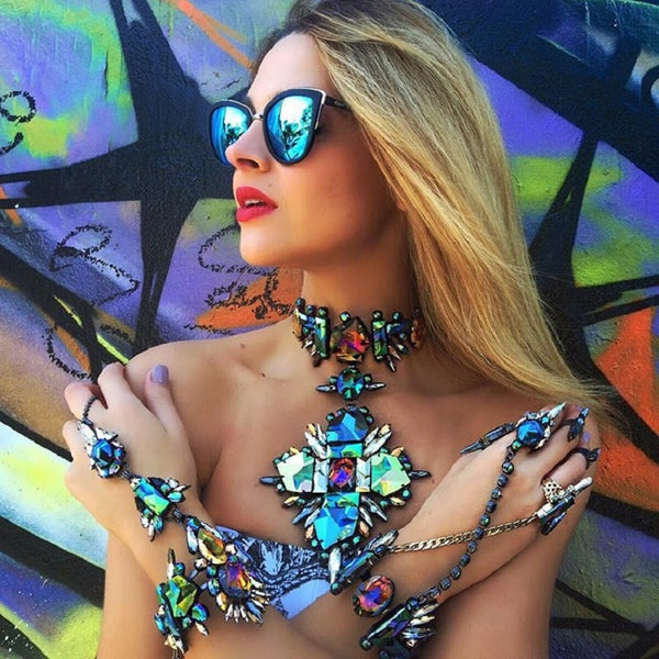 Iridescent Crystal Choker Necklace