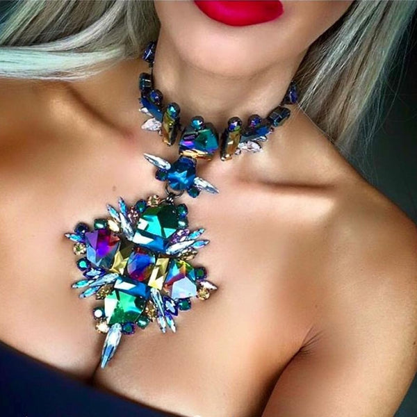 Iridescent Crystal Choker Necklace